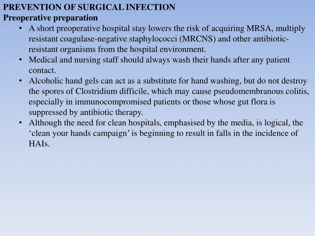 prevention of surgical infection preoperative