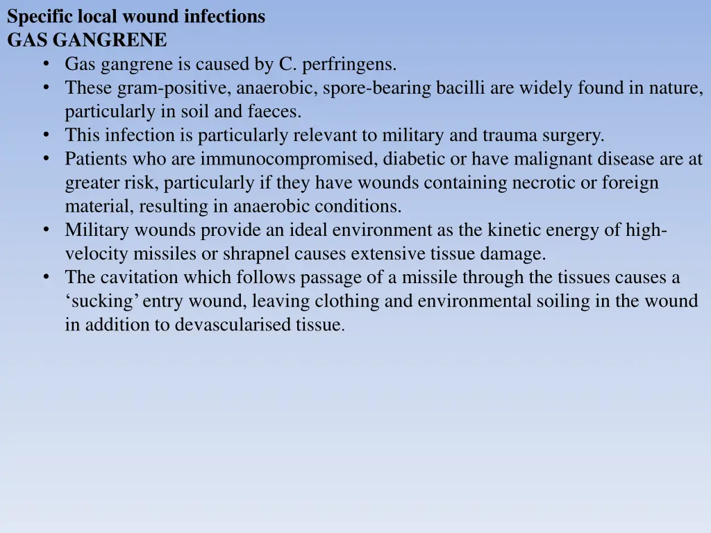 specific local wound infections gas gangrene