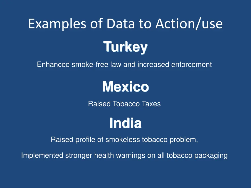 examples of data to action use turkey