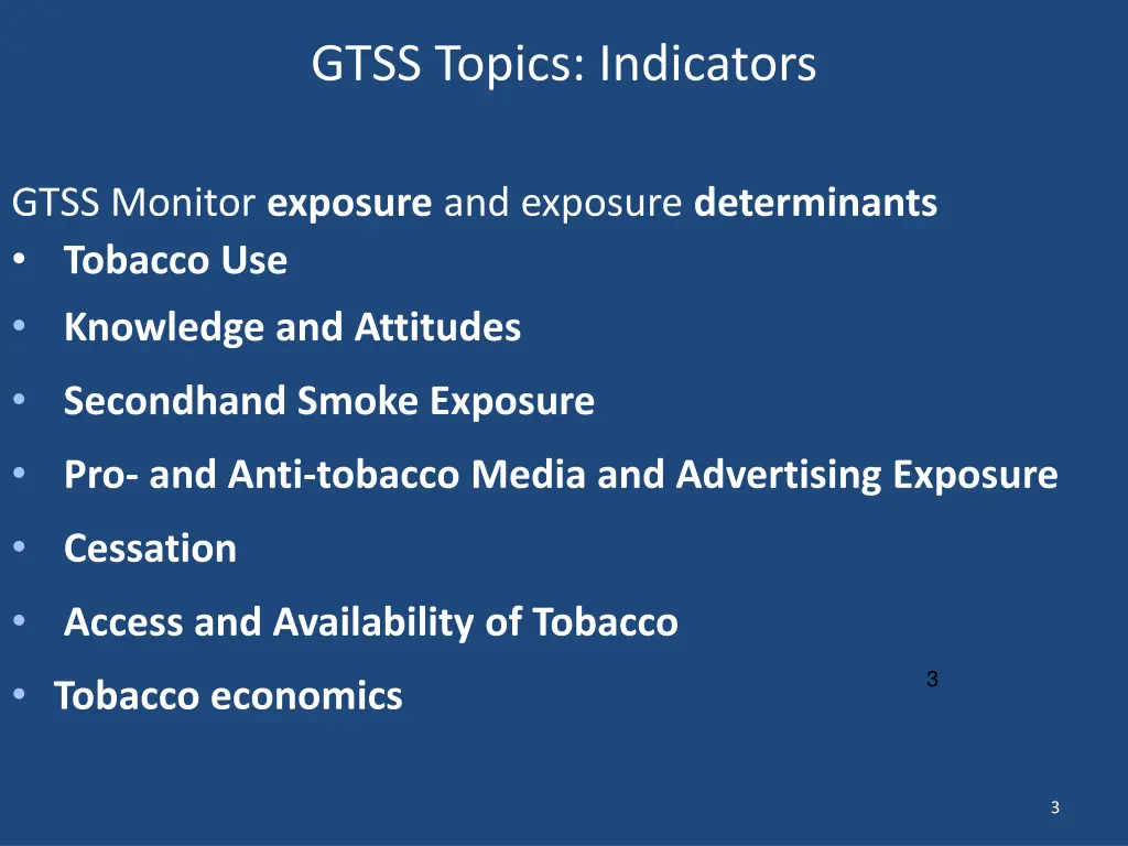 gtss topics indicators