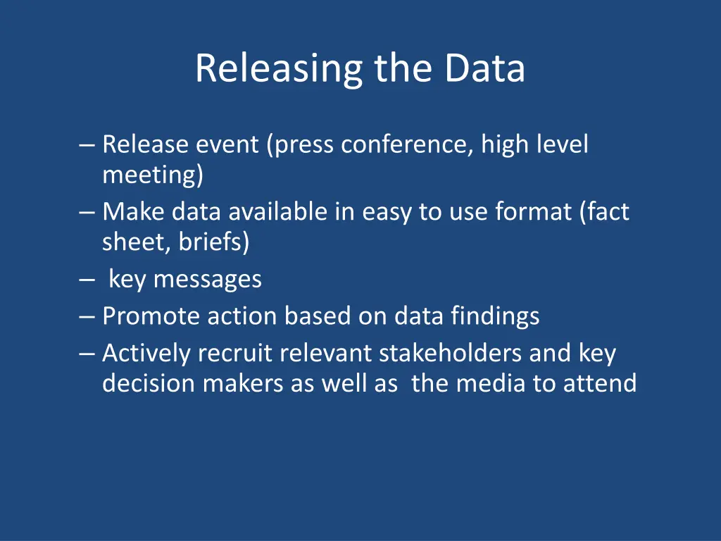 releasing the data