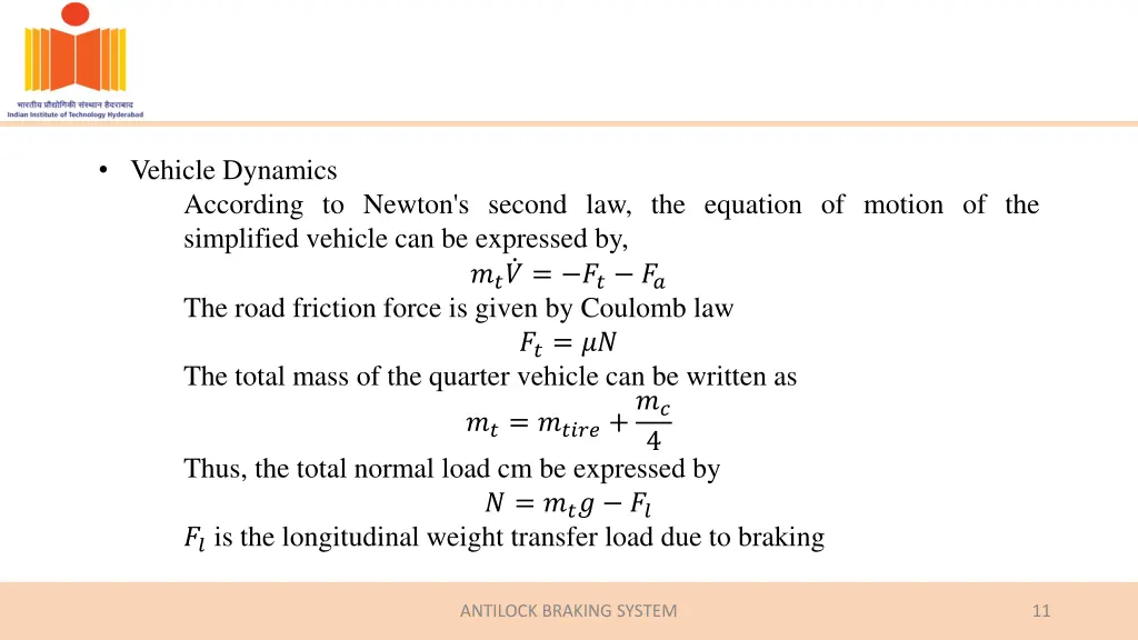 vehicle dynamics according to newton s second