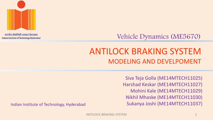 vehicle dynamics me5670