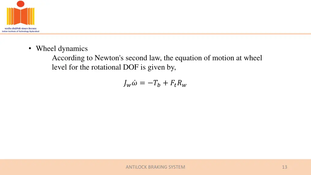 wheel dynamics according to newton s second