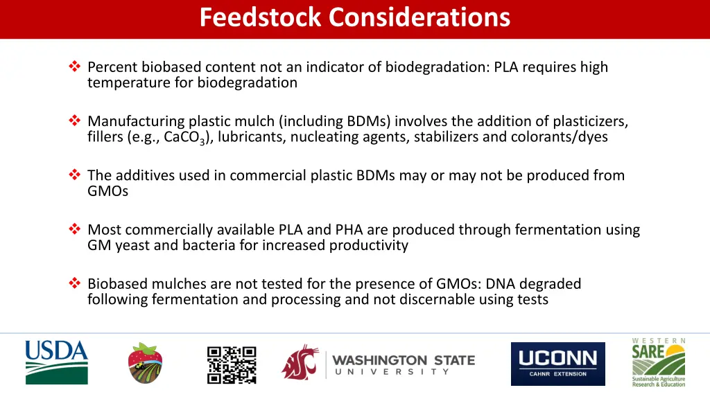 feedstock considerations