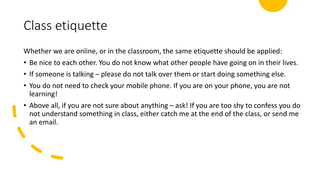 class etiquette