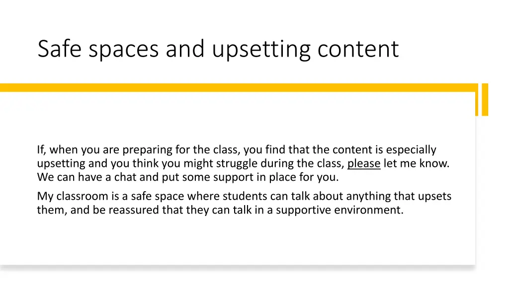 safe spaces and upsetting content