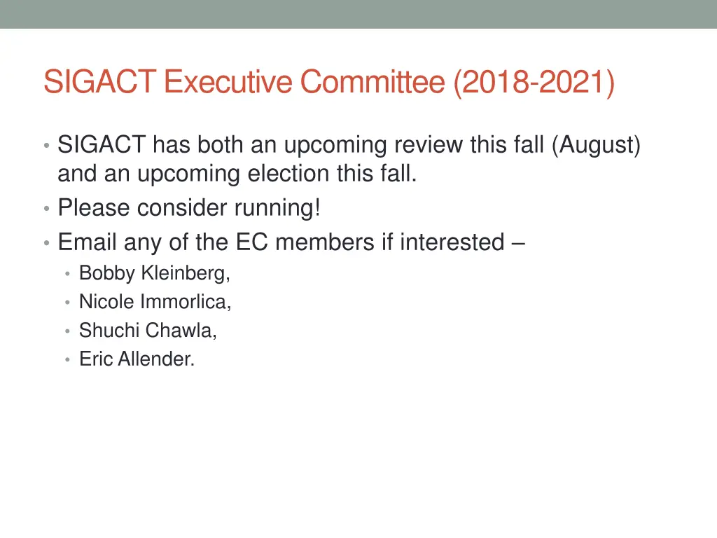 sigact executive committee 2018 2021