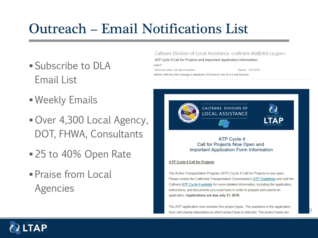 outreach email notifications list