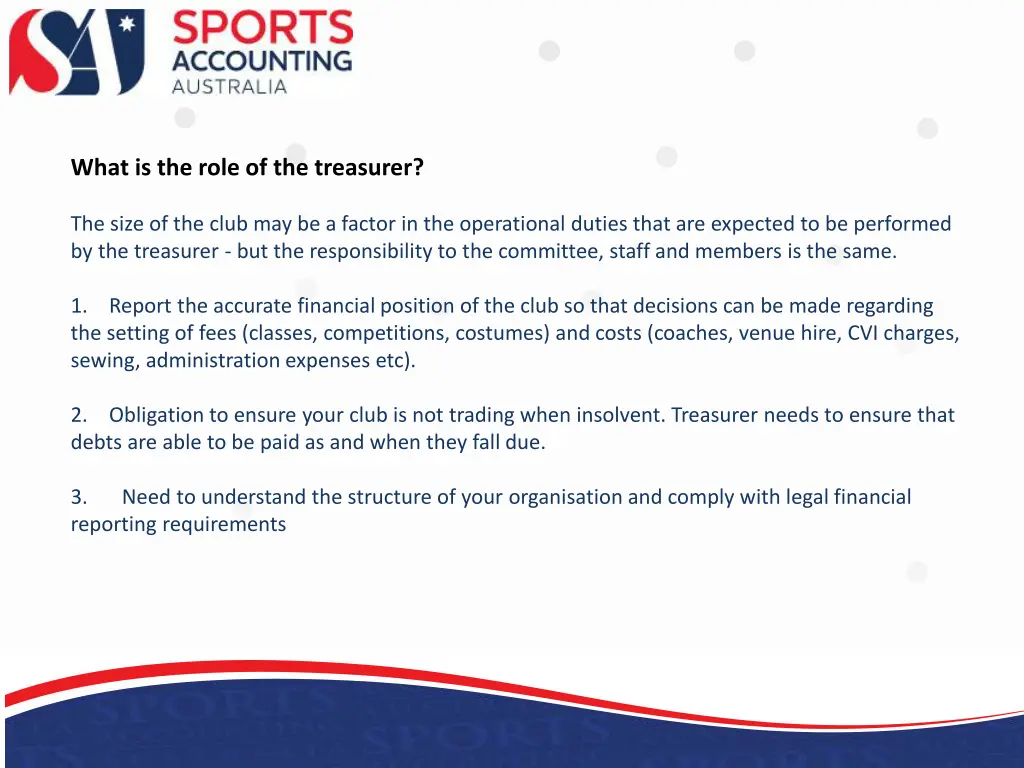 what is the role of the treasurer