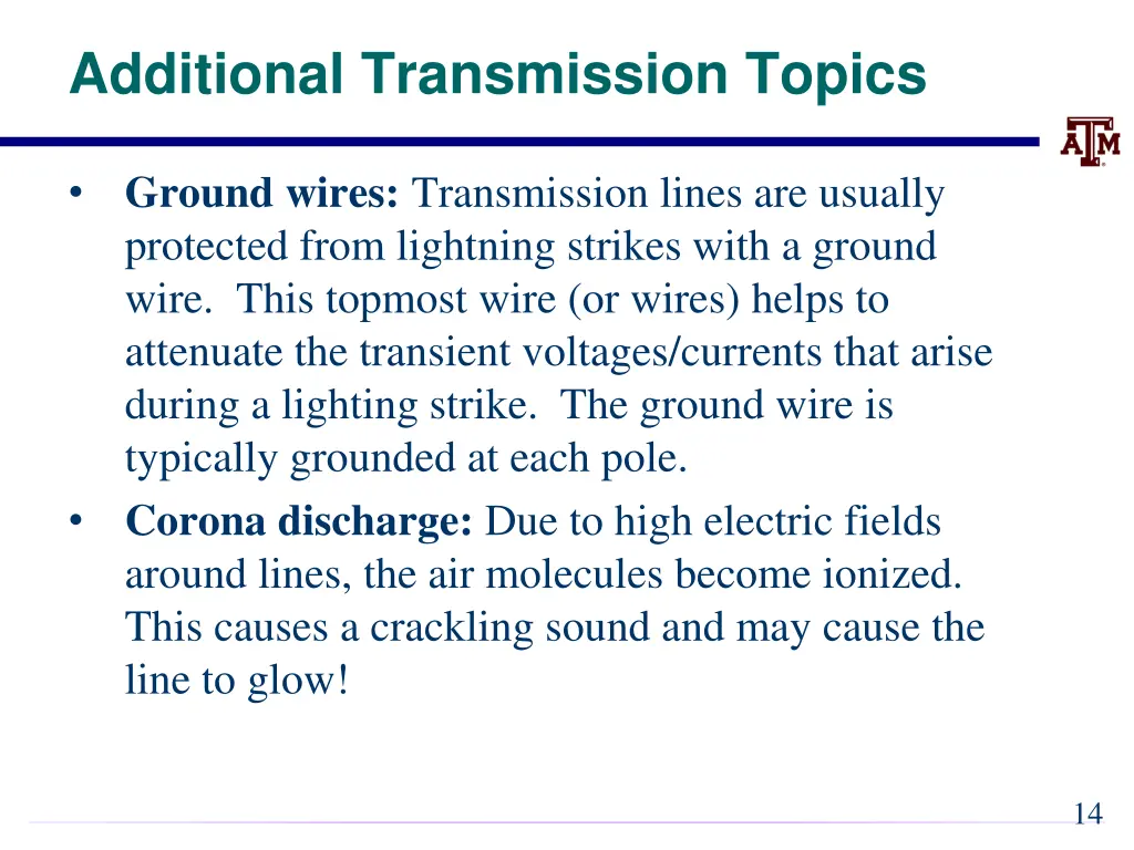 additional transmission topics 1