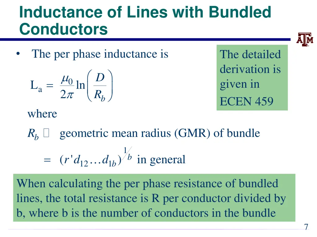 inductance of lines with bundled conductors