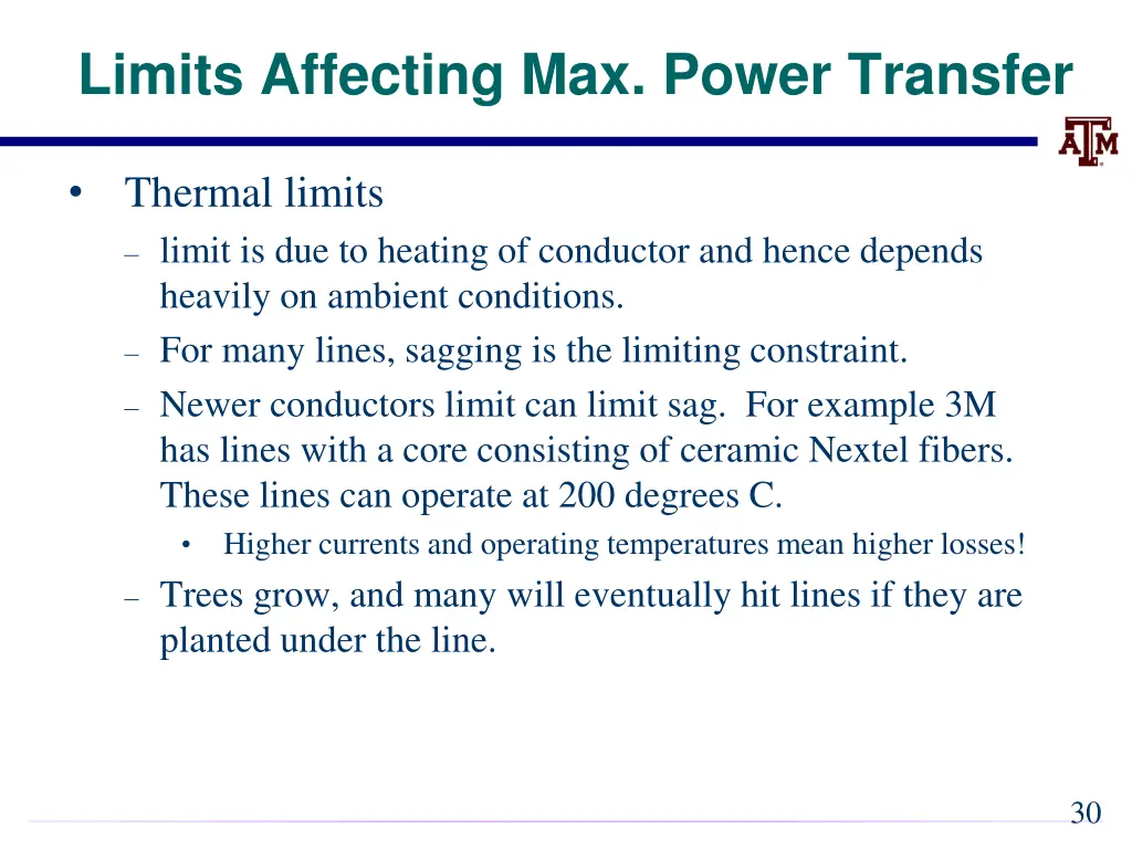 limits affecting max power transfer