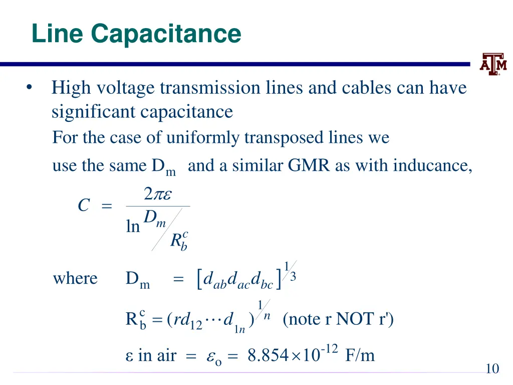 line capacitance