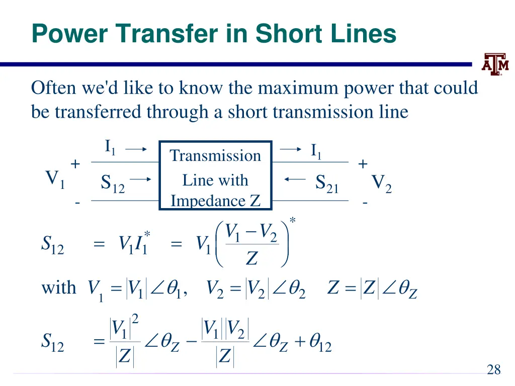power transfer in short lines