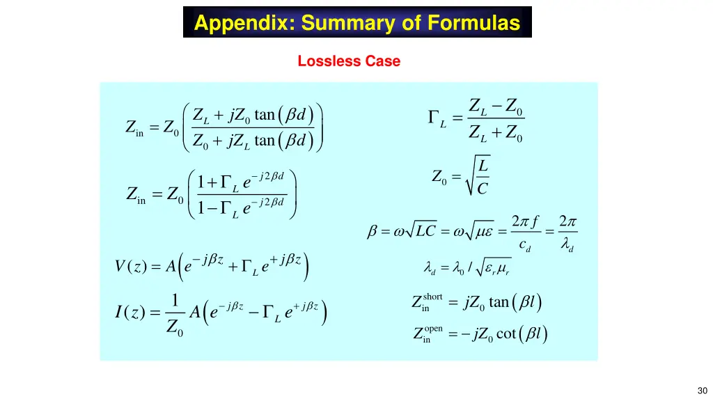 appendix summary of formulas 1
