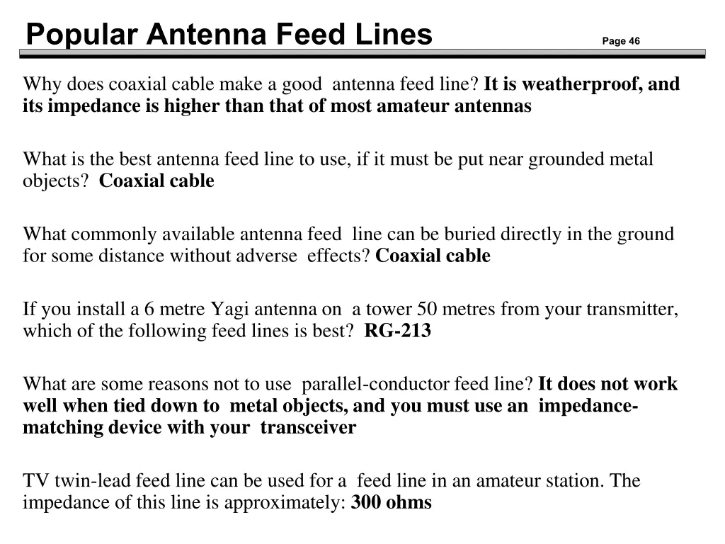 popular antenna feed lines page 46