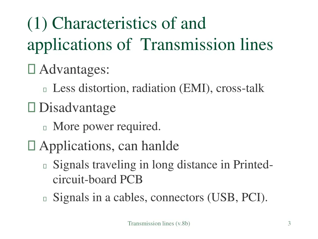 1 characteristics of and applications