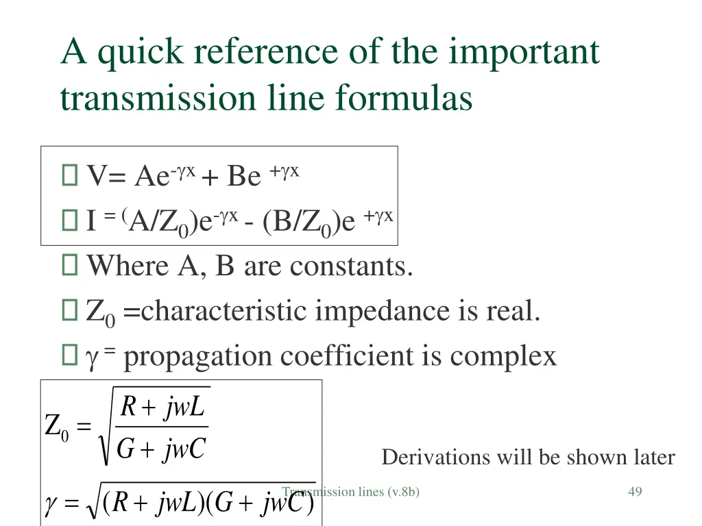 a quick reference of the important transmission