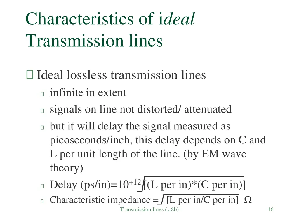 characteristics of i deal transmission lines 1