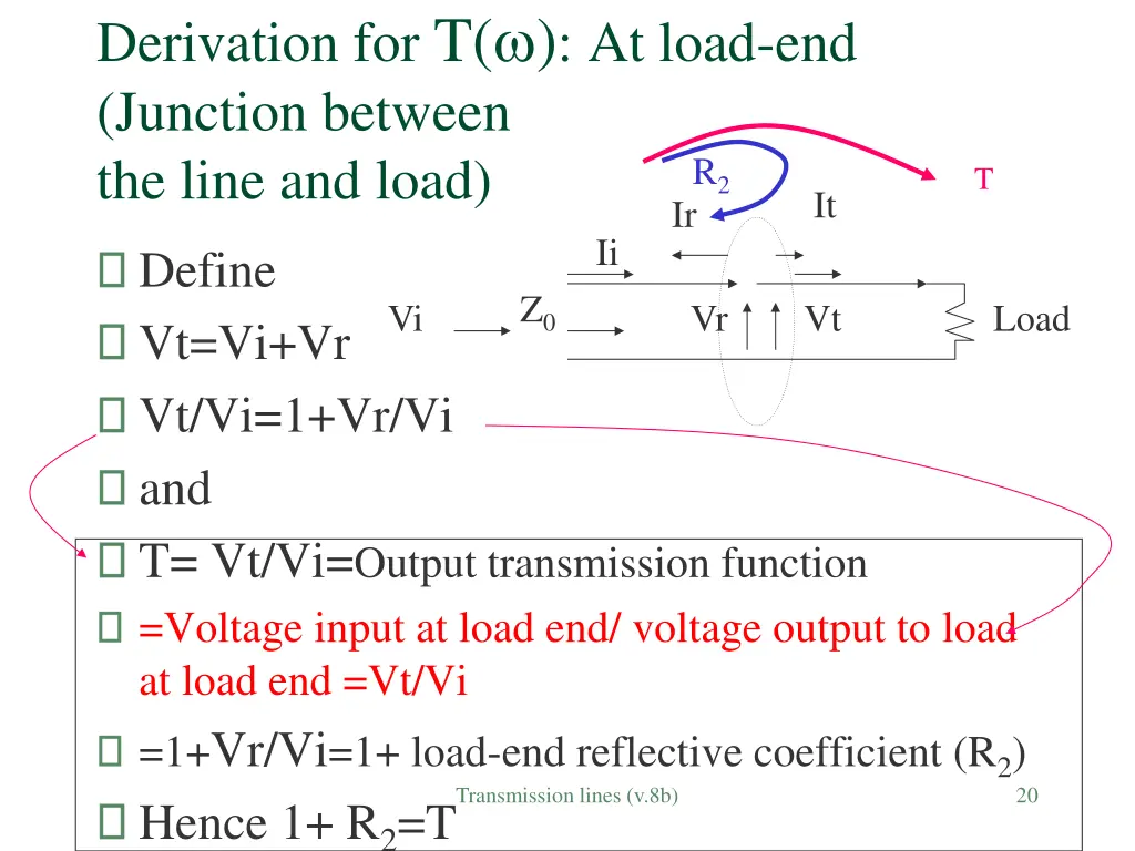 derivation for t at load end junction between