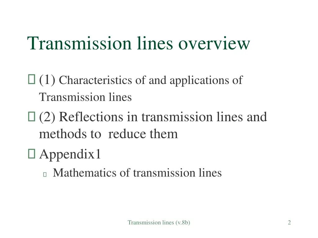 transmission lines overview