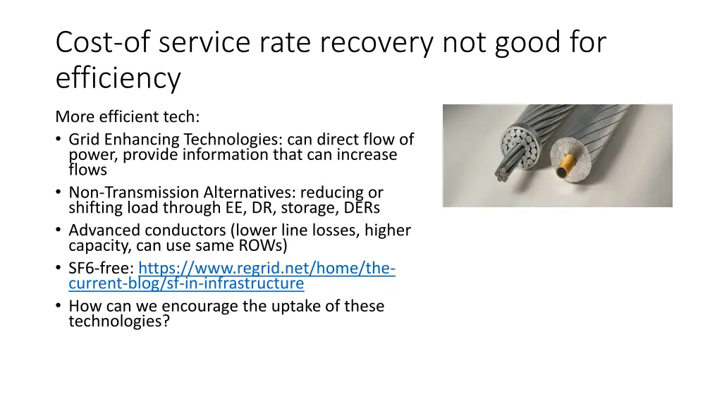 cost of service rate recovery not good