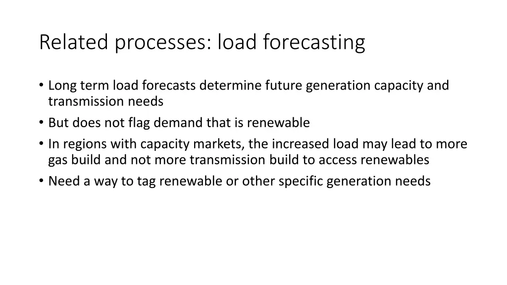 related processes load forecasting