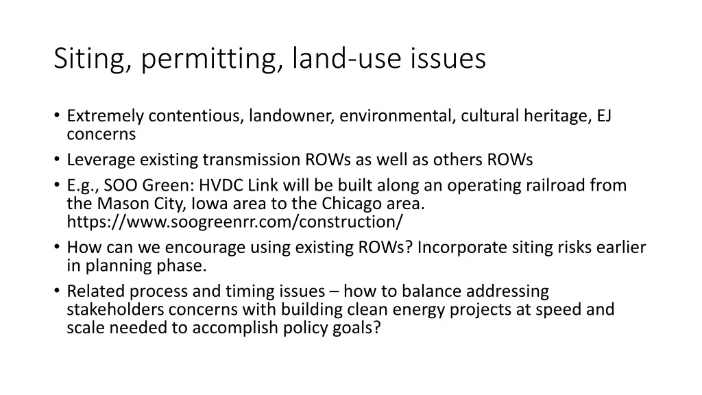 siting permitting land use issues