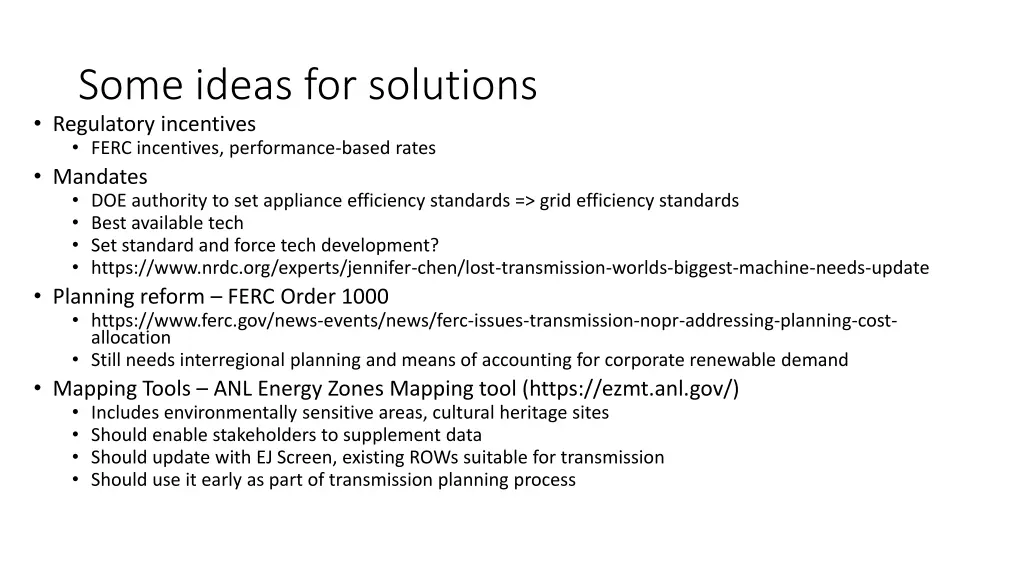some ideas for solutions regulatory incentives