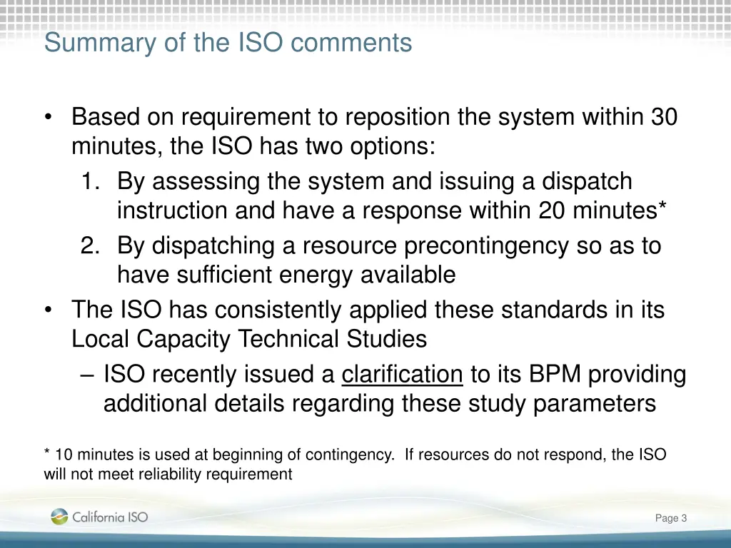 summary of the iso comments 1