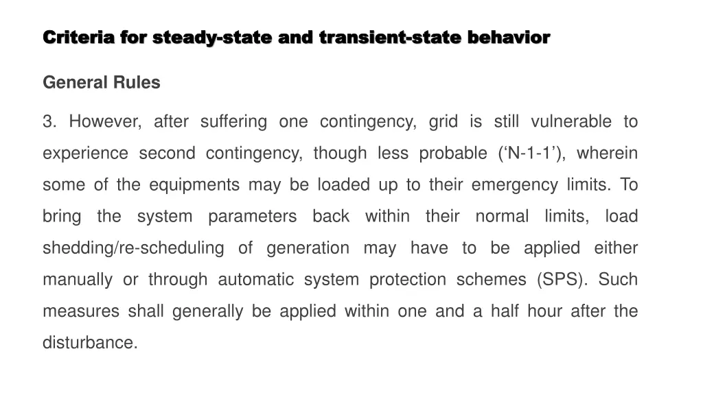 criteria for steady criteria for steady state 2