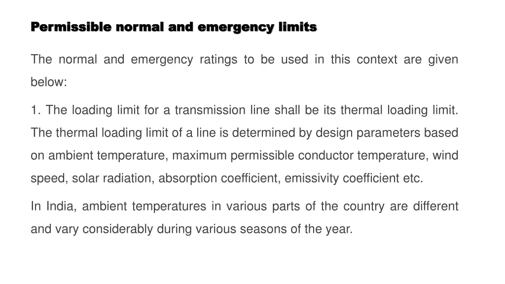 permissible normal and emergency limits 1