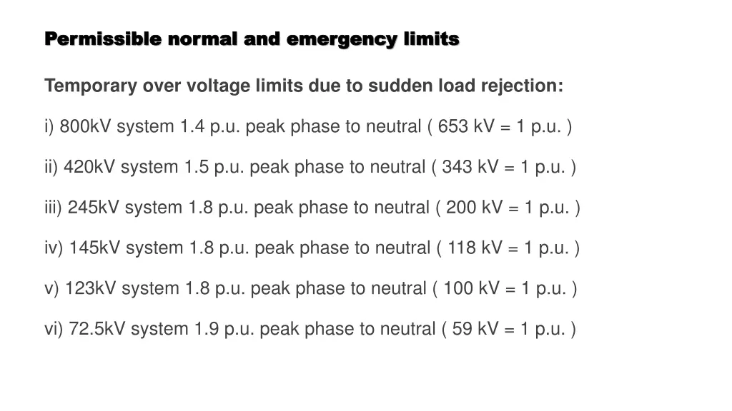 permissible normal and emergency limits 6