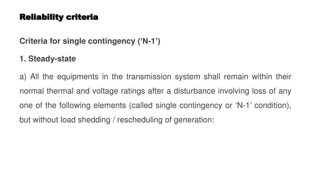reliability criteria reliability criteria 1