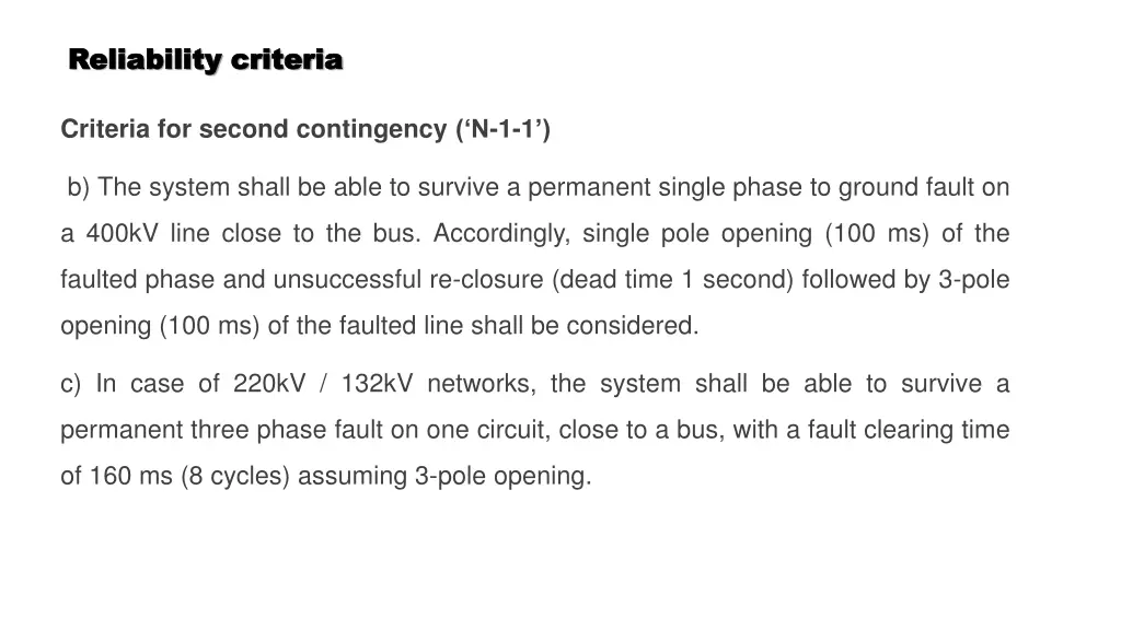 reliability criteria reliability criteria 10