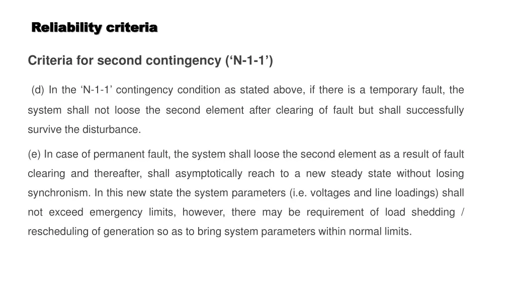 reliability criteria reliability criteria 11