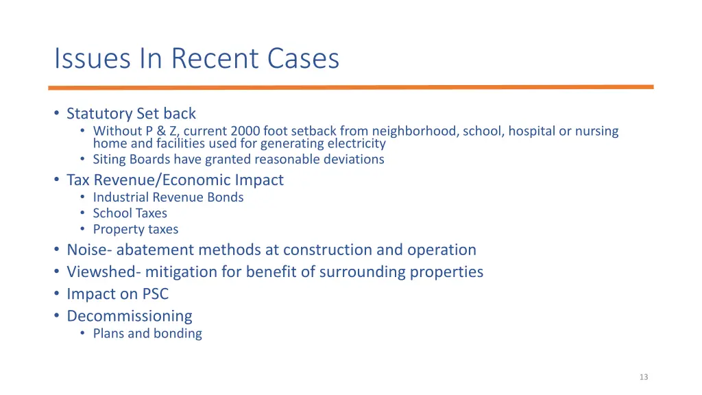 issues in recent cases