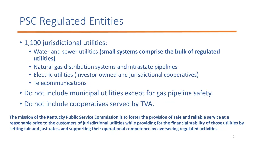 psc regulated entities