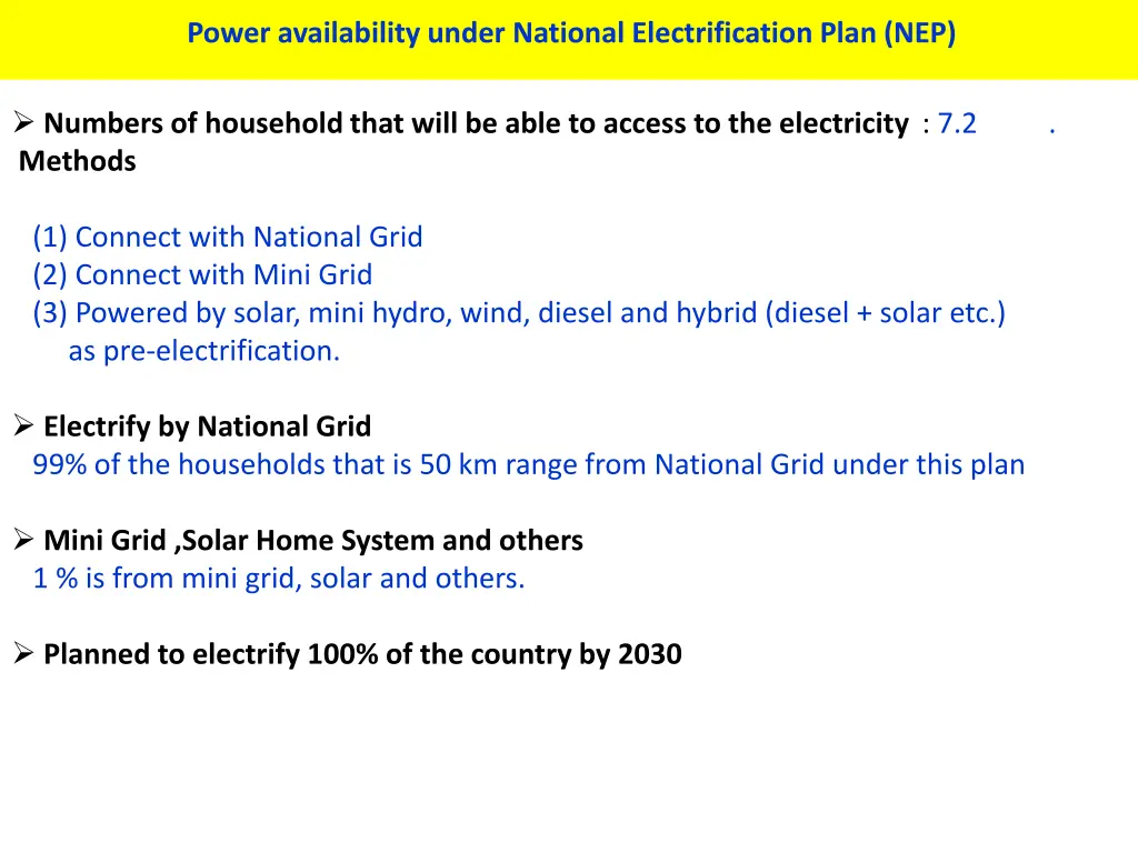 power availability under national electrification