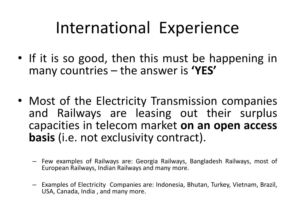 international experience