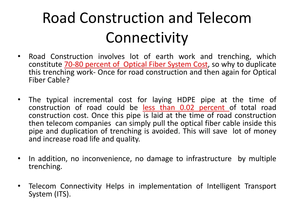 road construction and telecom connectivity