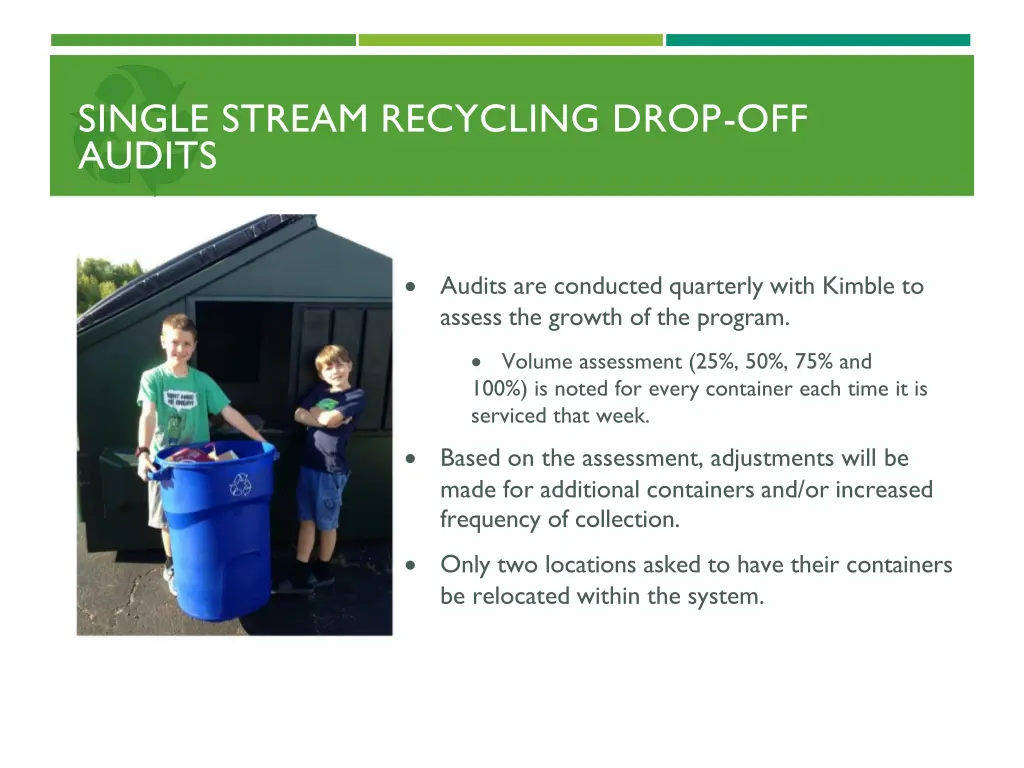 single stream recycling drop off audits