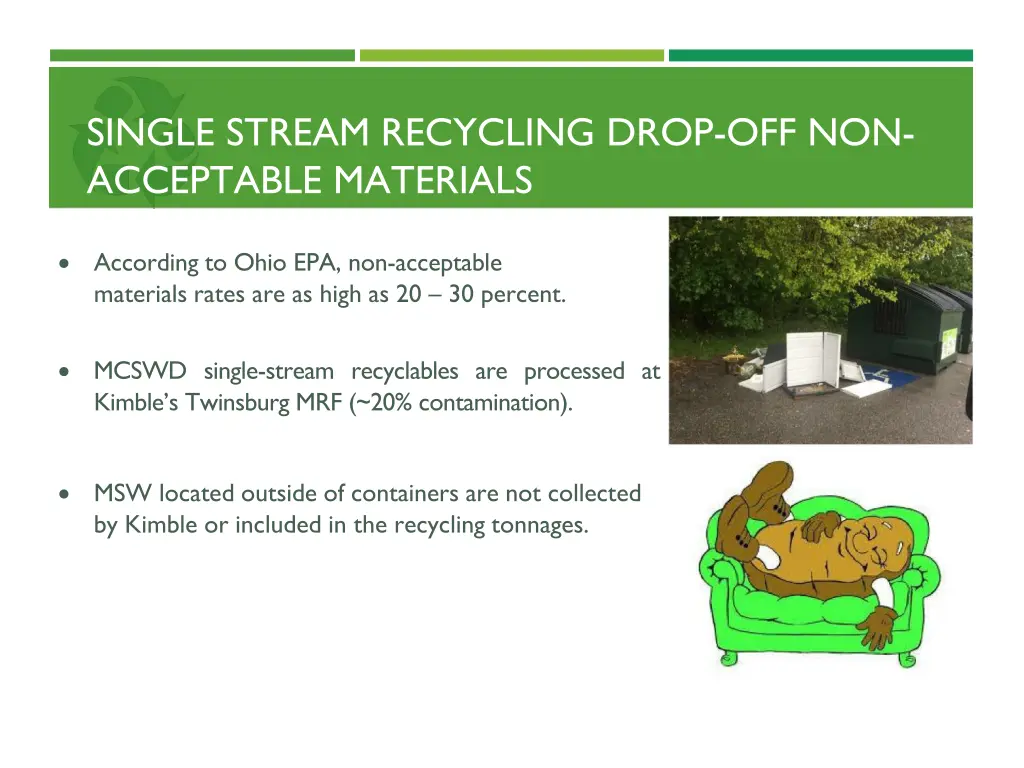 single stream recycling drop off non acceptable