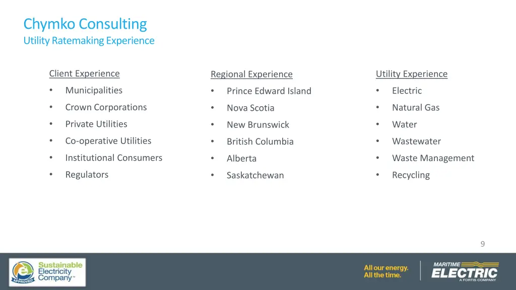 chymko consulting utility ratemaking experience