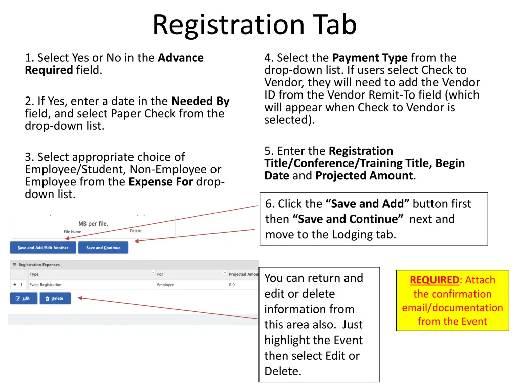 registration tab