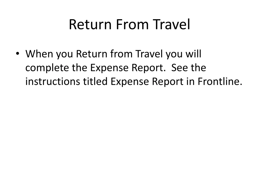 return from travel