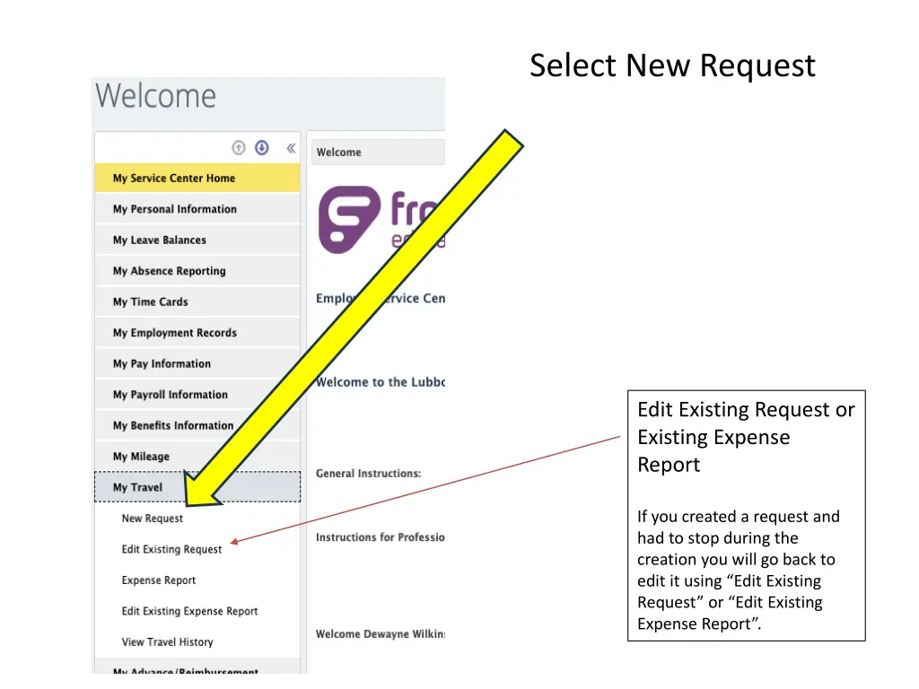 select new request