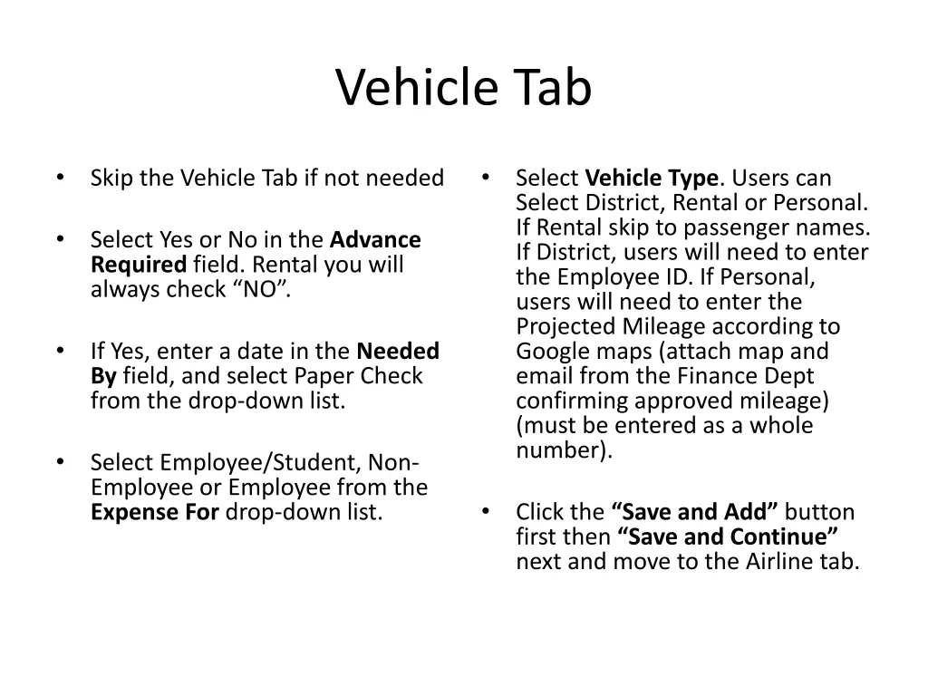 vehicle tab