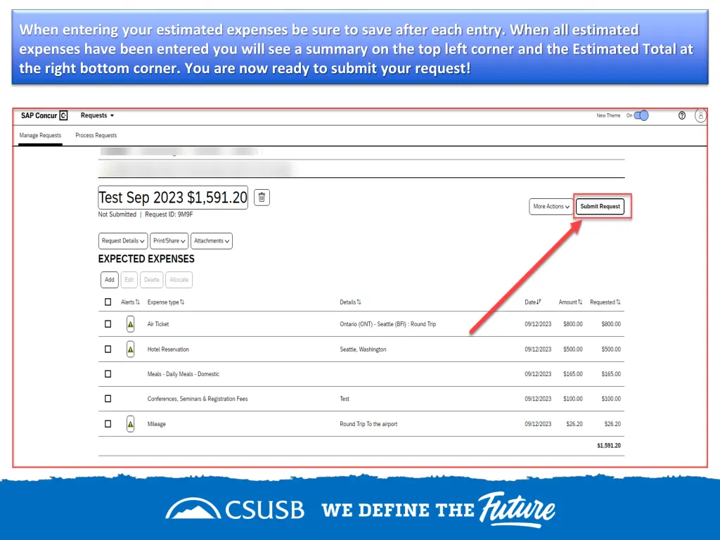 when entering your estimated expenses be sure